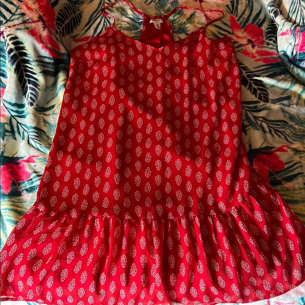 Old Navy ladies M Red Sleeveless Dress with White Pattern